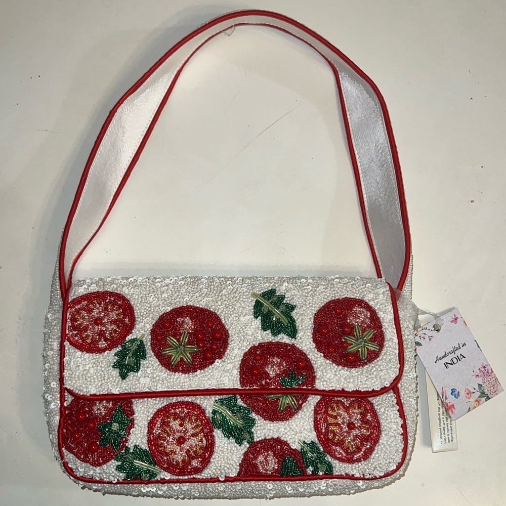 NWT Beaded Tomato Shoulder Bag